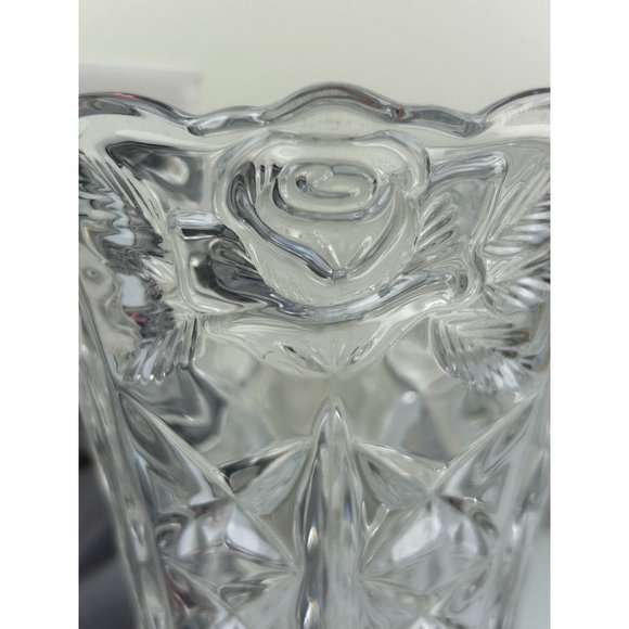 Vintage Anna Hutte Bleikristall Crystal Clear Studios Vase Dorsette Germany Rose - Picture 10 of 16